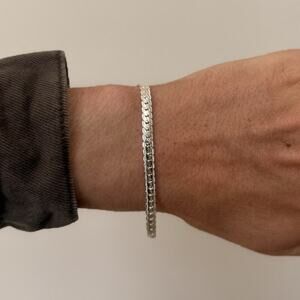 Y2K Sterling Silver 925 Snake Chain Bracelet 8 Inch Unisex Stainless Steel